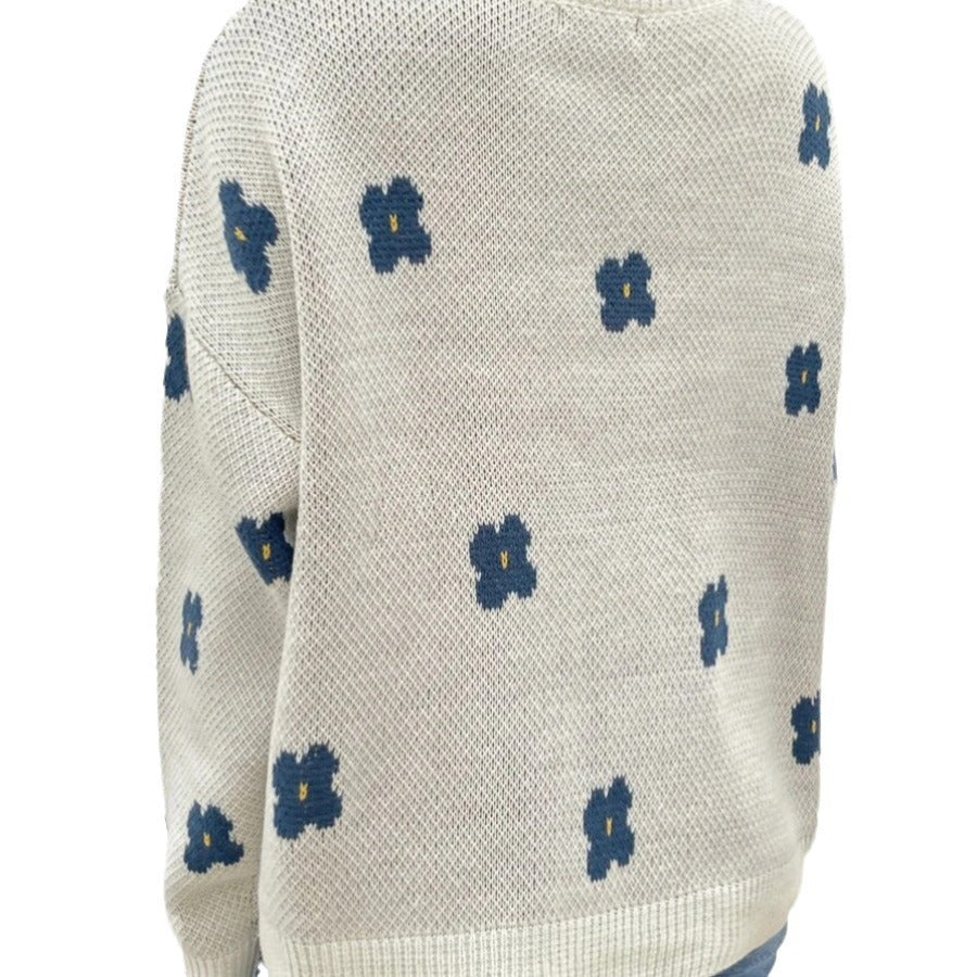 New Loose Round Neck Pullover Brocade Sweater